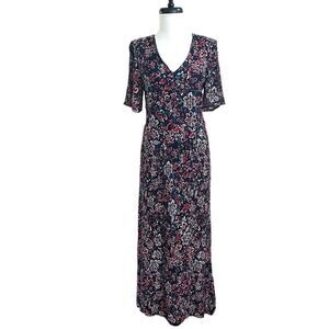 Caroll Paris Floral Maxi Dress Silk Blend Cottagecore L 44 Whimsigoth Colorful